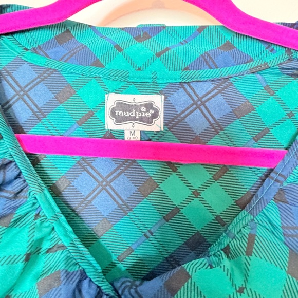 Mud Pie Green and Blue Plaid Button-Up Top - Picture 2 of 2